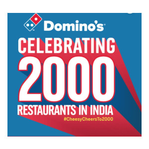 Domino's Celebrating 2000 Restaurants in India : Flat 1000 Off on orders above 2000